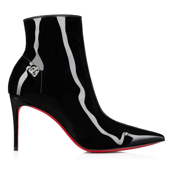 Christian Louboutin Sporty Kate Booty 85 Black Patent CL Ankle Heel Bootie 36.5 - Picture 3 of 15